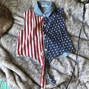 Topshop American flag printed crop top